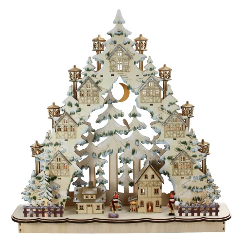 Roman 18.75” LED Cut Woodland Town In A Tree Christmas Tabletop Decor 3 Roman 18.75” LED Cut Woodland Town In A Tree Christmas Tabletop Decor