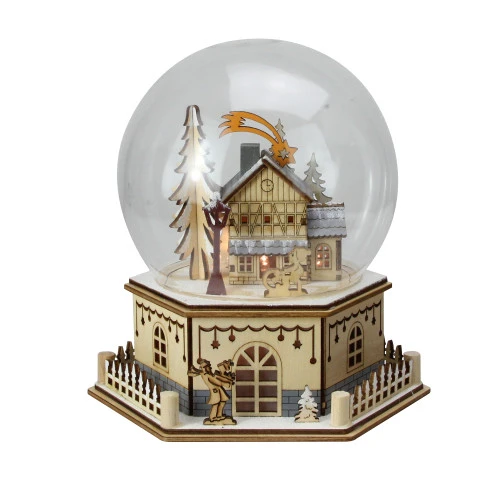 Roman 8.75" Christmas LED Wood Cut Town Table Top Dome Decoration 3 Roman 8.75" Christmas LED Wood Cut Town Table Top Dome Decoration