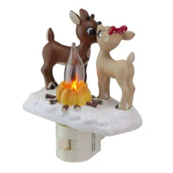 Roman 5" Rudolph And Clarice By Fire Christmas Nightlight -Christmas Decoration Store roman 132505 1 19207.1588353615