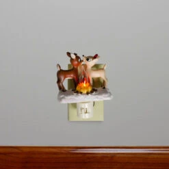 Roman 5" Rudolph And Clarice By Fire Christmas Nightlight -Christmas Decoration Store roman 132505 4 86642.1588353616