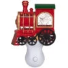 Roman 6.5" Red, Green And Gold Glitter Bubble Lamp Christmas Train Night Light