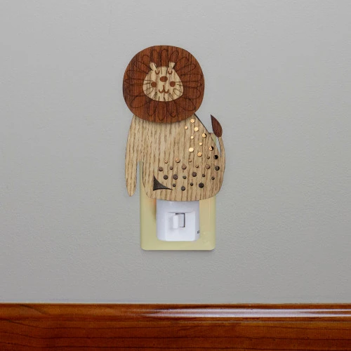 Roman 6" Wooden LED Smiling Lion Night Light 4 Roman 6" Wooden LED Smiling Lion Night Light - Image 2