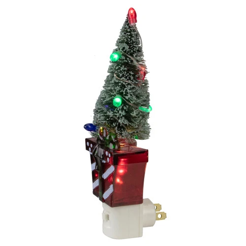 Roman 8" Red And Green Present With Frosted Christmas Tree Night Light 5 Roman 8" Red And Green Present With Frosted Christmas Tree Night Light - Image 3