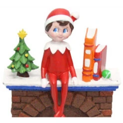 Roman 6.75" Brown And Red Elf On Fireplace Christmas Tabletop Decoration - LED Lights -Christmas Decoration Store roman 31013 03 32710.1600218898