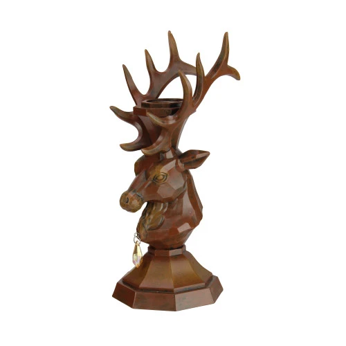 Roman 9" Brown Deer Bust Taper Candle Holder With Amber Crystal 5 Roman 9" Brown Deer Bust Taper Candle Holder With Amber Crystal - Image 3