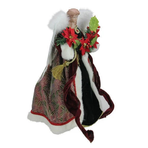 Roman 16" Green And Red Holly Berry Christmas Angel Tree Topper 4 Roman 16" Green And Red Holly Berry Christmas Angel Tree Topper - Image 2