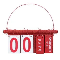 Roman 9.25" Red And White Glittered Hanging Christmas Countdown Holiday Sign