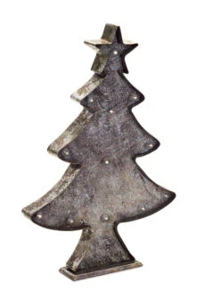 Melrose 19" Rustic Brown And Bronze LED Christmas Tree Tabletop Decor