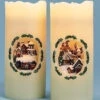 Roman 7" White And Green Santa's Train Station LED Lighted Christmas Pillar Candle