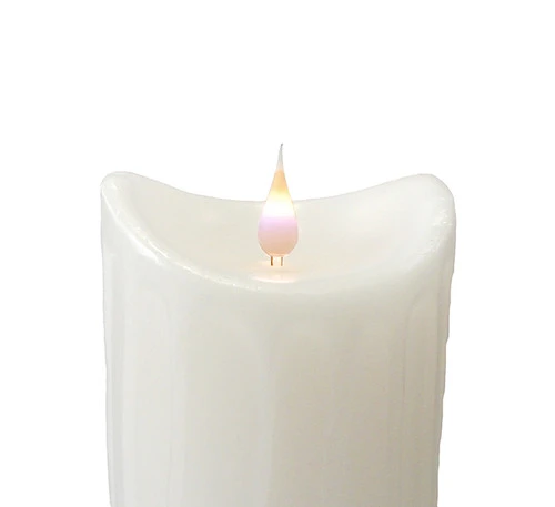 5.25" White Glitter Flameless LED Pillar Candle With Moving Flame 4 5.25" White Glitter Flameless LED Pillar Candle With Moving Flame - Image 2