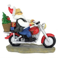 18" Biker Santa Hand Painted Outdoor Garden Statue -Christmas Decoration Store santabike 4 04940.1588362723