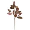 32" Burgundy Red And Gold Glittered Magnolia Leaf Spray With Pinecones