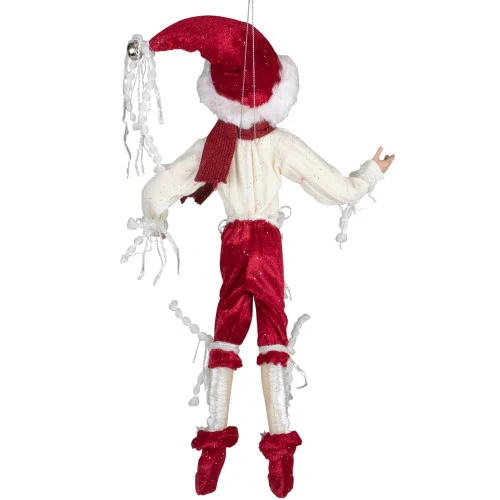 13" Red And Cream Whimsical Dusty Elf With Holly Berries 6 13" Red And Cream Whimsical Dusty Elf With Holly Berries - Image 4