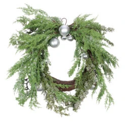 Iced Cedar Ornaments And Bells Artificial Christmas Wreath - 24-Inch, Unlit