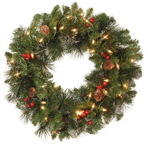 Christmas Central Pre-Lit Decorated Crestwood Spruce Artificial Christmas Wreath - 20-Inch, Clear Lights 3 Christmas Central Pre-Lit Decorated Crestwood Spruce Artificial Christmas Wreath - 20-Inch, Clear Lights