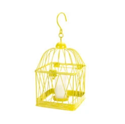 Melrose 10" Tropicalia Bright Sunshine Yellow Bird Cage Tea Light Candle Holder