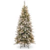 Christmas Central 7.5’ Pre-Lit Slim Snowy Mountain Pine Artificial Christmas Tree, Clear Lights -Christmas Decoration Store smt 304 75 05154.1588370494
