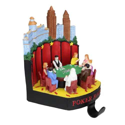 7.25" Red And Blue Casino Gambling Poker Room Christmas Stocking Holder 4 7.25" Red And Blue Casino Gambling Poker Room Christmas Stocking Holder - Image 2