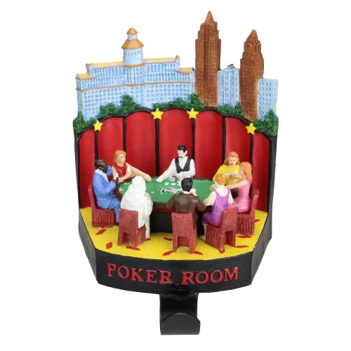 7.25" Red And Blue Casino Gambling Poker Room Christmas Stocking Holder 3 7.25" Red And Blue Casino Gambling Poker Room Christmas Stocking Holder