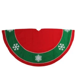 48" Red And Green Snowflake Christmas Tree Skirt