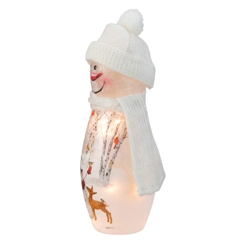 11" White And Red Lighted Snowman Christmas Tabletop Decoration 4 11" White And Red Lighted Snowman Christmas Tabletop Decoration - Image 2