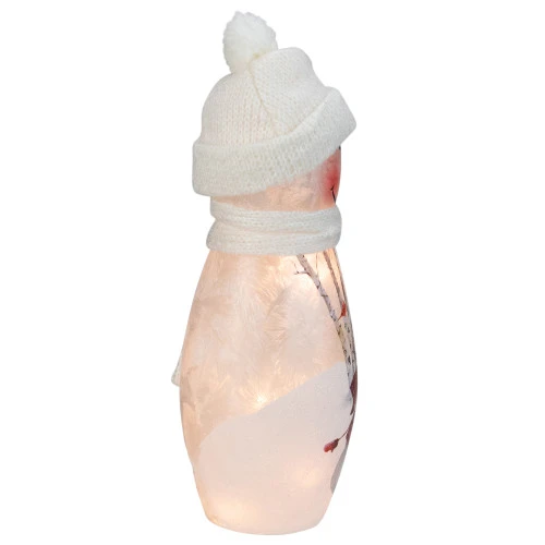 11" White And Red Lighted Snowman Christmas Tabletop Decoration 5 11" White And Red Lighted Snowman Christmas Tabletop Decoration - Image 3
