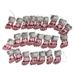 Northlight 7.8' X 5" Red And Gray Countdown Christmas Stocking Garland - Unlit