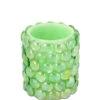Melrose 4" Green Beaded LED Lighted Battery Operated Flameless Pillar Candle - Amber Flicker Flame