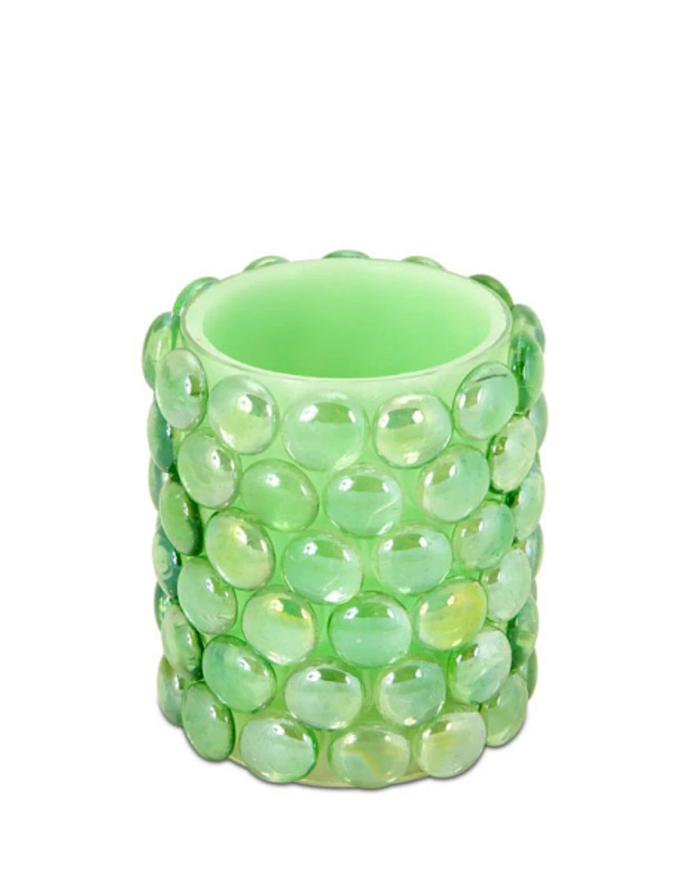 Melrose 4" Green Beaded LED Lighted Battery Operated Flameless Pillar Candle - Amber Flicker Flame 3 Melrose 4" Green Beaded LED Lighted Battery Operated Flameless Pillar Candle - Amber Flicker Flame