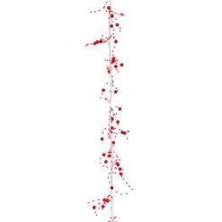 6.5' X 42" Pre-Lit White Beaded Artificial Christmas Garland - Red LED Lights