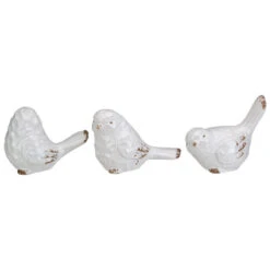 Set Of 3 Shiny White Rustic Textured Tabletop Bird Figurines 5.75" -Christmas Decoration Store transpac 20a3595 1 25172.1594383154