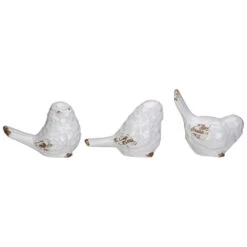 Set Of 3 Shiny White Rustic Textured Tabletop Bird Figurines 5.75" -Christmas Decoration Store transpac 20a3595 3 82489.1588411456