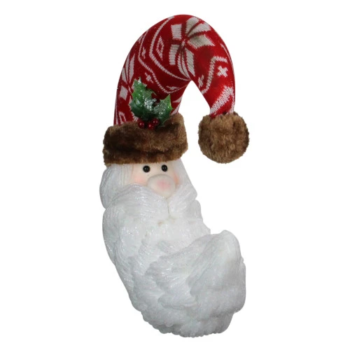 14" Santa Half Moon Head With Foam Beard And Holly Berries Christmas Wall Decor 4 14" Santa Half Moon Head With Foam Beard And Holly Berries Christmas Wall Decor - Image 2