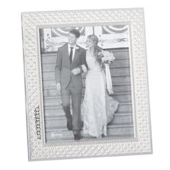 Set Of 2 Large Silver Jeweled Wedding Picture Frames 12.5"