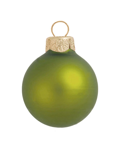 8ct Olive Green Glass Matte Christmas Ball Ornaments 3.25" (80mm) 3 8ct Olive Green Glass Matte Christmas Ball Ornaments 3.25" (80mm)