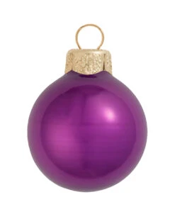 28ct Purple Glass Pearl Christmas Ball Ornaments 2" (50mm)