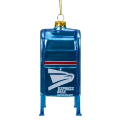 Northlight 4.5" Shiny Blue "Express Mail" USPS Mailbox Glass Christmas Ornament -Christmas Decoration Store ups 2020 1 99424.1659562050