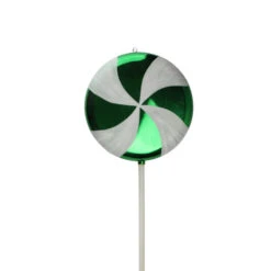 40" Apple Green And White Swirl Lollipop Christmas Ornament