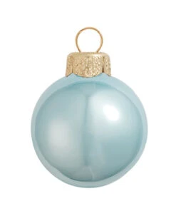 28ct Blue Pearl Glass Christmas Ball Ornaments 2" (50mm)