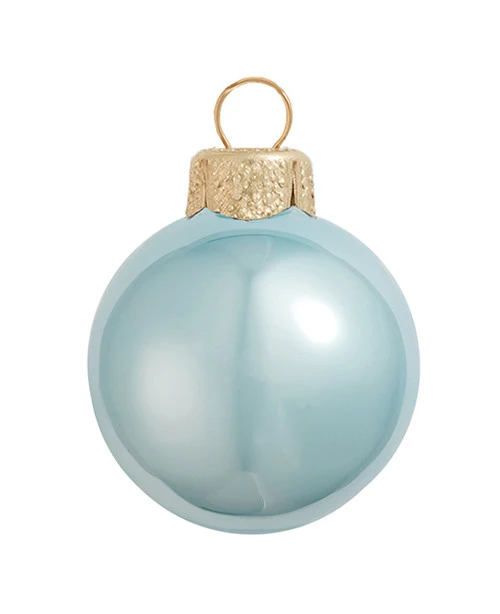 28ct Blue Pearl Glass Christmas Ball Ornaments 2" (50mm) 3 28ct Blue Pearl Glass Christmas Ball Ornaments 2" (50mm)