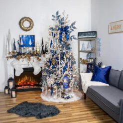 Northlight 52" White And Silver Glittered Weeping Christmas Pine Spray -Christmas Decoration Store winter20blues 120cropped 11100.1671008226