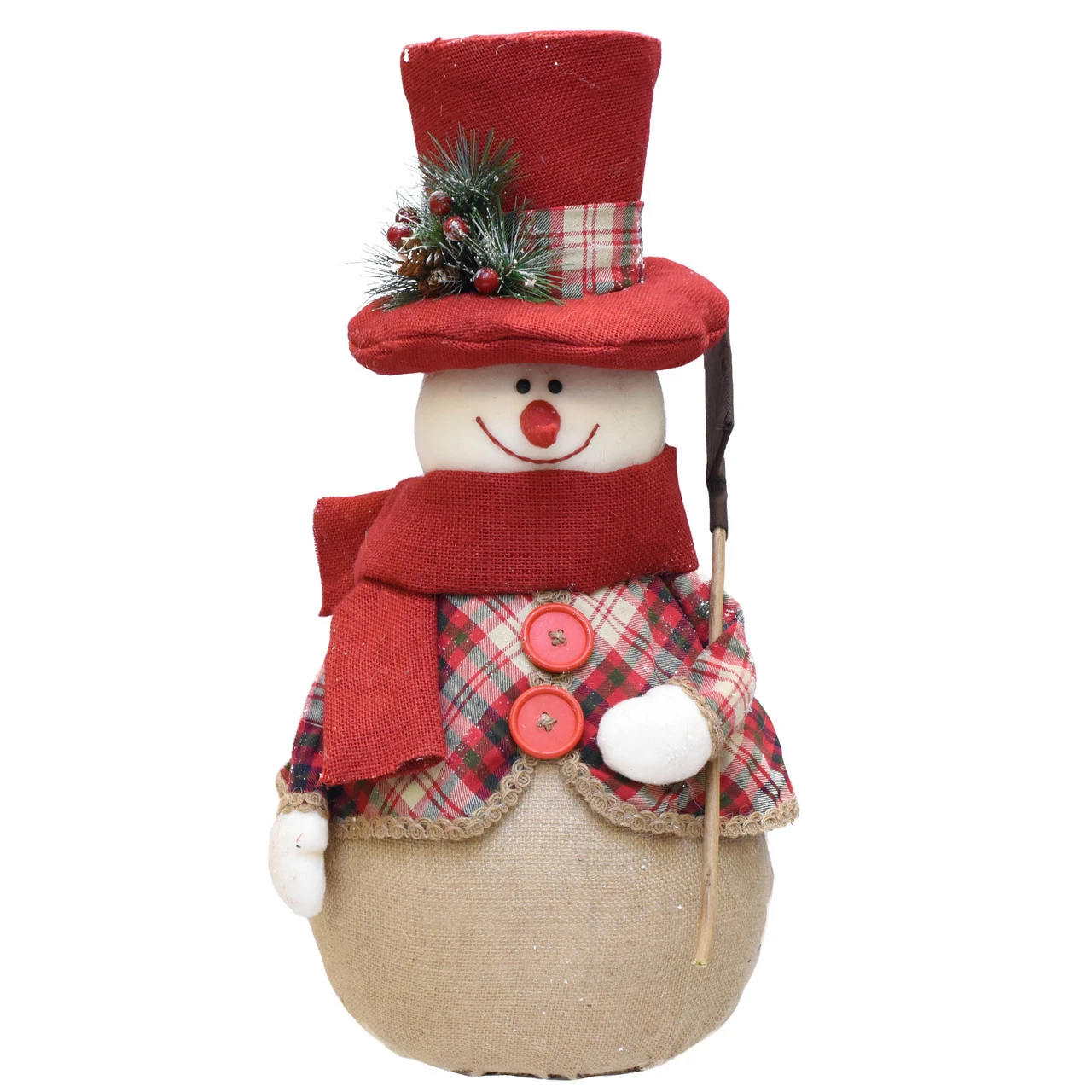 Northlight 22.75" Red And Brown Plaid Snowman With Shovel Tabletop Christmas Figure 3 Northlight 22.75" Red And Brown Plaid Snowman With Shovel Tabletop Christmas Figure