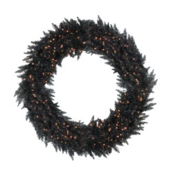 Pre-Lit Black Ashley Spruce Artificial Christmas Wreath - 48-Inch, Clear Lights