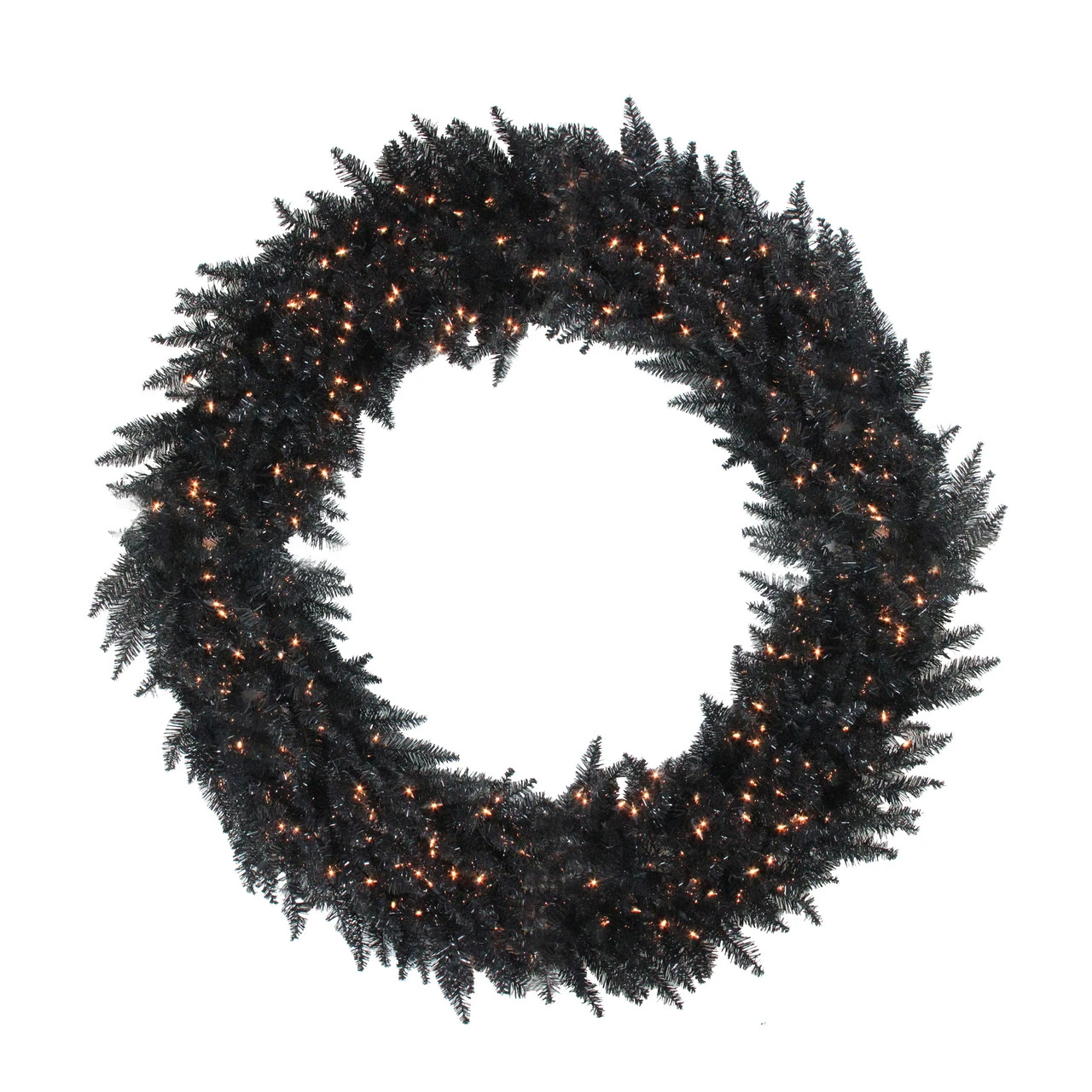 Pre-Lit Black Ashley Spruce Artificial Christmas Wreath - 48-Inch, Clear Lights 3 Pre-Lit Black Ashley Spruce Artificial Christmas Wreath - 48-Inch, Clear Lights