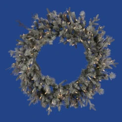 Pre-Lit Frosted Wistler Fir Artificial Christmas Wreath - 36-Inch, Clear Dura Lit Lights
