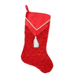 Northlight 20.5" Red And White Cord And Tassel V Cuff Christmas Stocking
