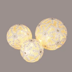 Northlight Set Of 3 White And Silver Battery Operated Lighted LED Snowflake Christmas Ball Decors 6" -Christmas Decoration Store yosudvx35gbmumhrtsw7fiafkskw4ed8 94311.1588369738