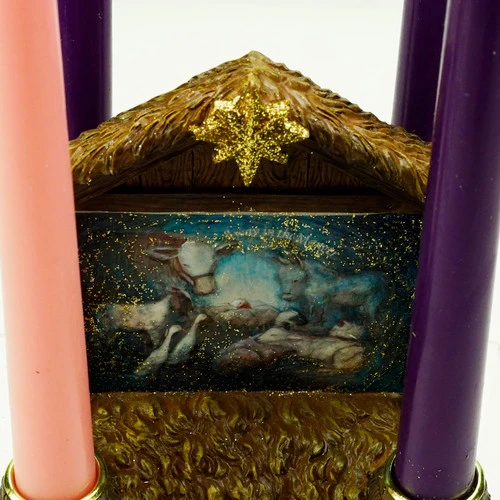 Roman 5.5" Gold Away In The Manger Animals With Baby Jesus Christmas Advent Candle Holder 4 Roman 5.5" Gold Away In The Manger Animals With Baby Jesus Christmas Advent Candle Holder - Image 2