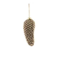 7" Gold Distressed Finish Glass Pine Cone Christmas Ornament