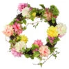 Mums And Wild Blossoms Artificial Floral Wreath, Pink 22-Inch